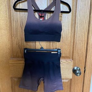 Pink Active sports bra and bike short set